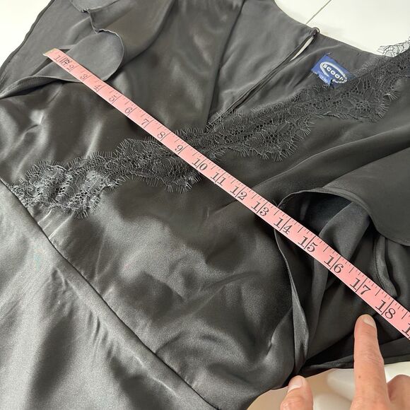 Scoop Satin Midi Dress Sz M Black Lace Trim Cocktail Whimsy Witchy Dark Romantic - Picture 11 of 16